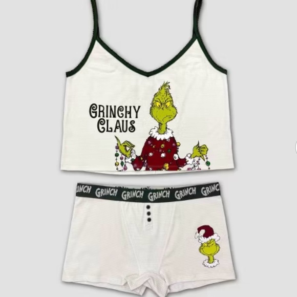 NWT Women's Grinch Claus Cami & Boyshort Set- Sleepwear Set Green XL - Picture 1 of 8